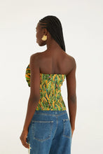 SMOCKED STRAPLESS TOP - Parrots Forest