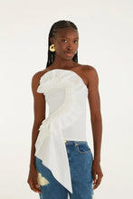 SMOCKED STRAPLESS TOP - White
