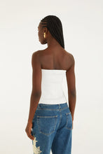 SMOCKED STRAPLESS TOP - White