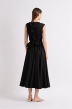 GATHERED RUFFLE DRESS - Black