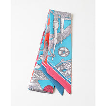 SLIM SATIN SCARF - Blue/Pink