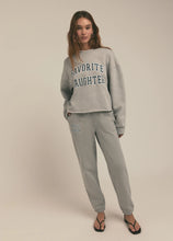 CROPPED COLLEGITE SWEATSHIRT - Heather Grey/ Navy