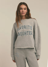 CROPPED COLLEGITE SWEATSHIRT - Heather Grey/ Navy