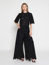 FLORAL TRIM PANT - Black