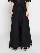 FLORAL TRIM PANT - Black