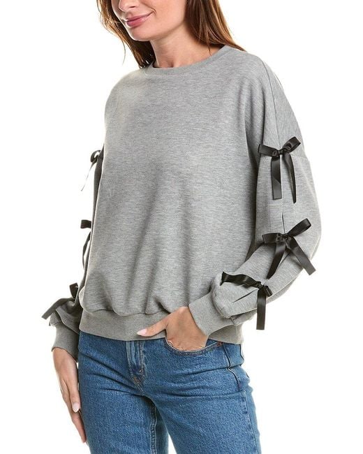 BOW SLEEVE SWEATSHIRT - Grey