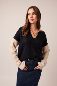 RAELYN SWEATER - Black colour block