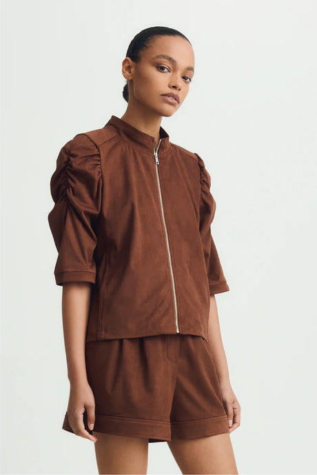 LINA ZIP-UP - Brown Suede