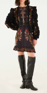 BERRY GARDEN BLACK MINI DRESS