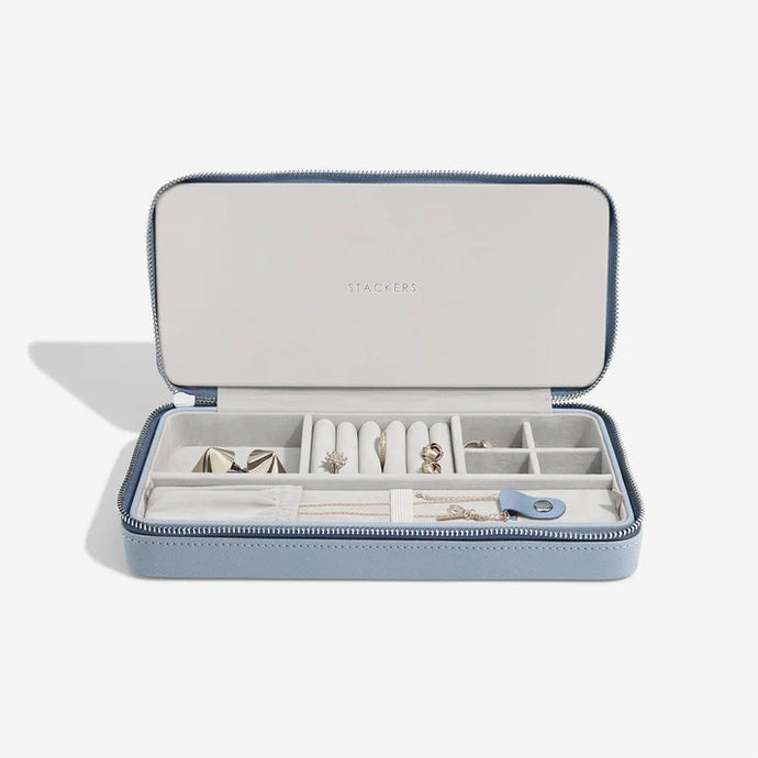 SLEEK NECKLACE TRAVEL JEWELRY BOX  - Dusty Blue