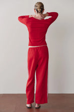 LINEN CROP RACER STRIPE PANT - Bell Pepper