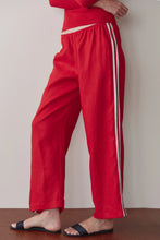 LINEN CROP RACER STRIPE PANT - Bell Pepper