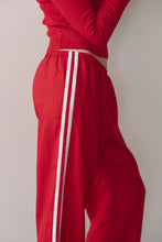 LINEN CROP RACER STRIPE PANT - Bell Pepper