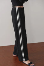 LINEN CROP STRIPE PANT - Jet