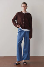 LINEN CROP STRIPE PANT - Lapis