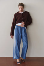 LINEN CROP STRIPE PANT - Lapis