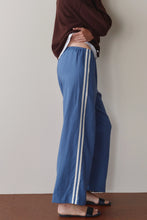 LINEN CROP STRIPE PANT - Lapis