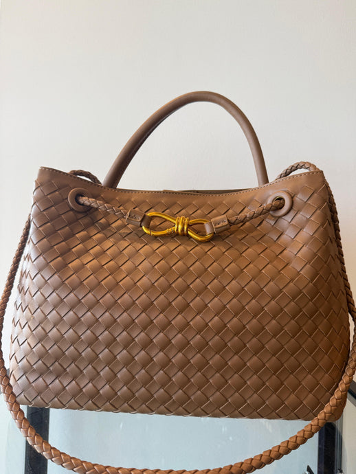 TOP HANDLE SHOULDER BAG - Tan