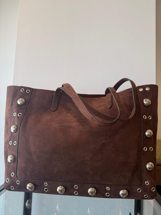 STUDDED TOTE - Chocolate