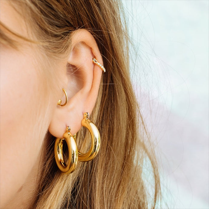 Baby Amalfi Tube Hoop - Gold