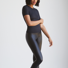 FAUX LEATHER LEGGING WITH PERFECT CONTROL - Black