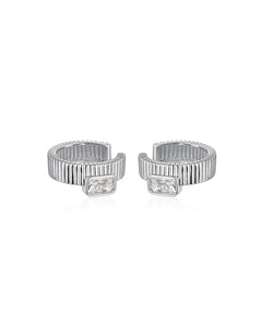 THE FRANCOIS RIDGED EAR CUFF - Silver