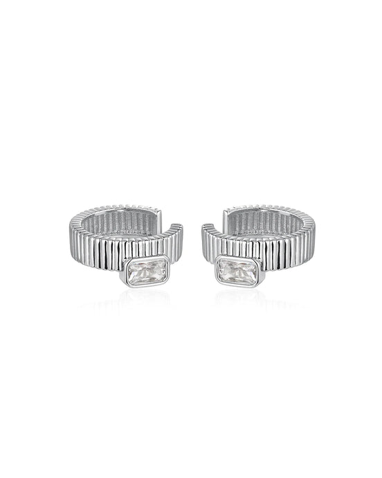 THE FRANCOIS RIDGED EAR CUFF - Silver