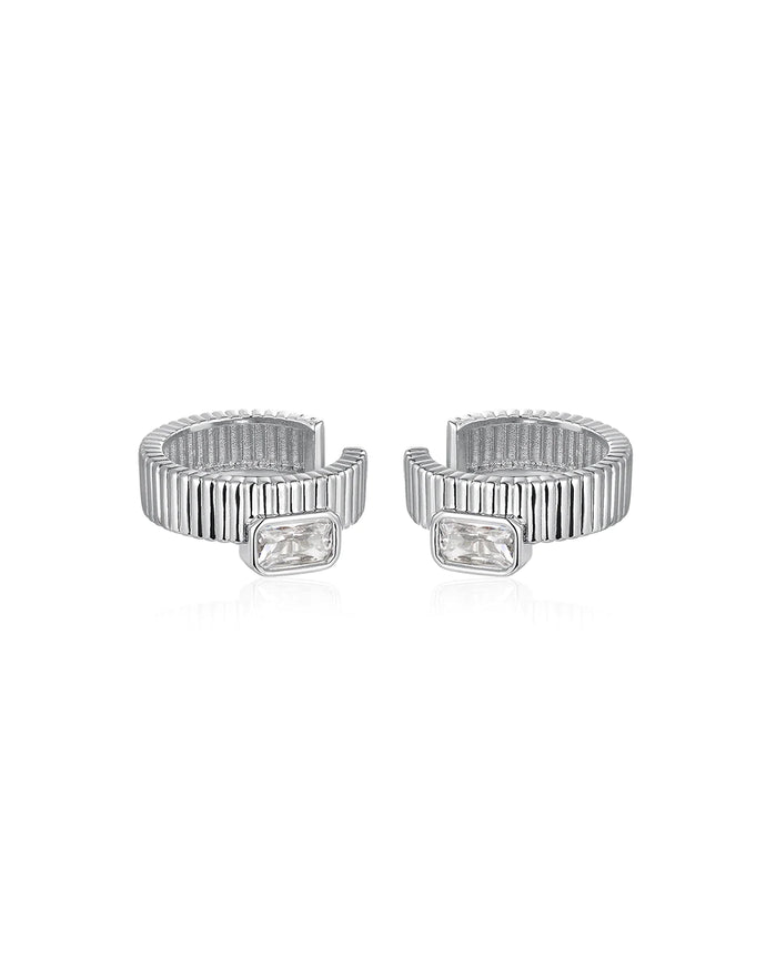 THE FRANCOIS RIDGED EAR CUFF - Silver