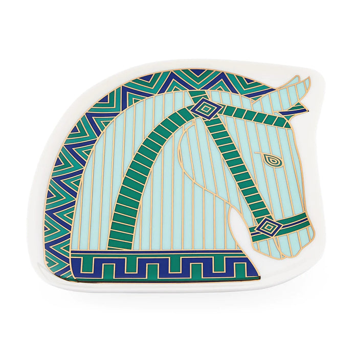 LUXEMBOURG HORSE TRINKET TRAY- Blue/Green