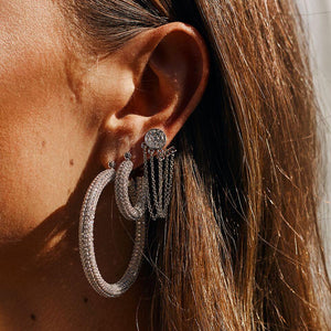 BABY PAVE AMALFI HOOPS - Silver