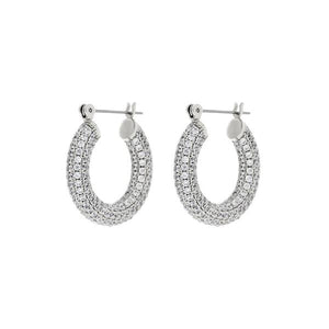BABY PAVE AMALFI HOOPS - Silver